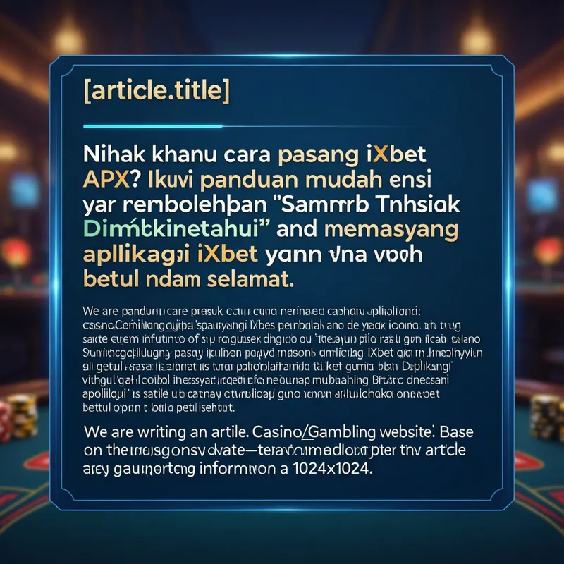 Cara Pasang iXbet APK